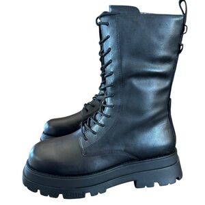 Ash Elton Black Leather Platform Lug Sole Combat Boots EU 36 US 6